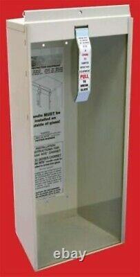 NEW 5lb. ABC FIRE EXTINGUISHER WithCABINET GLASS, LOCK & SIGN. COMPLETE PACKAGE