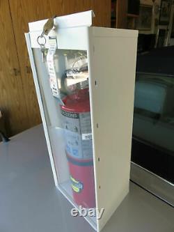 NEW 5lb. ABC FIRE EXTINGUISHER WithCABINET GLASS, LOCK & SIGN. COMPLETE PACKAGE