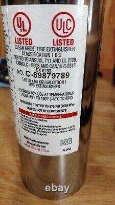 NOS 2017 H3R 1.4 Lb HalGuard Fire Extinguisher Chrome Part No. HG100C