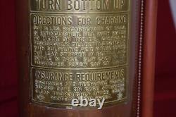 OLD VINTAGE SAFETY FIRE EXTINGUISHER Co. NY BRASS & COPPER EMPTY NEW YORK LAMP