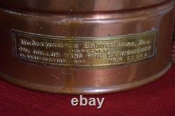 OLD VINTAGE SAFETY FIRE EXTINGUISHER Co. NY BRASS & COPPER EMPTY NEW YORK LAMP