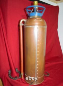 OLD VINTAGE SAFETY FIRE EXTINGUISHER Co. NY BRASS & COPPER EMPTY NEW YORK LAMP