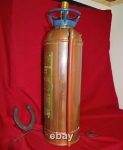 OLD VINTAGE SAFETY FIRE EXTINGUISHER Co. NY BRASS & COPPER EMPTY NEW YORK LAMP