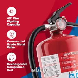PRO10 Rechargeable Commercial Fire Extinguisher, UL Rated 4-A60-BC, Red, 1-Pac