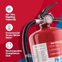PRO10 Rechargeable Commercial Fire Extinguisher, UL Rated 4-A60-BC, Red, 1-Pac