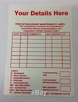 Personalised Fire Extinguisher Printed Maintenance Engineer Paper Labels