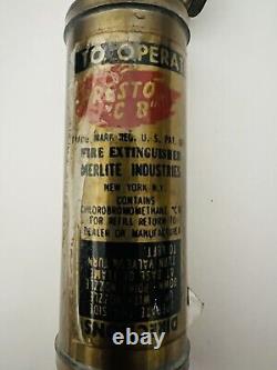 Rare Vintage MINI BRASS FIRE EXTINGUISHER & BUCKET- MERLITE INDUSTRIES N. Y