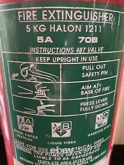 SEALED Genuine HALON 1211 Fire Extinguisher 5KG withnossle