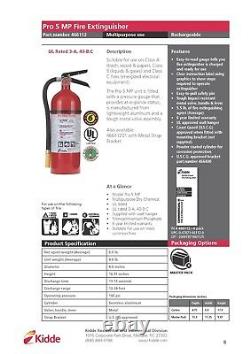 SET OF 2 kidde 5 lb ABC Pro Line Fire Extinguisher with Wall Hook 466112K 3A40BC