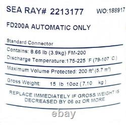 Sea Fire Boat Automatic Fire Extinguisher FG200 200 Cubic Feet