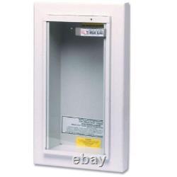 Semi-Recessed 10 Lbs. Fire Extinguisher Cabinet Heavy Duty Tempered Glass White