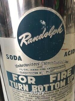 Soda Acid Randolph Laboratories Fire Extinguisher Vintage