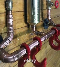 Urban Industrial Steampunk Coat Hook Vintage 1961 Fire Extinguisher, Winch Hooks