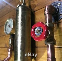 Urban Industrial Steampunk Coat Hook Vintage 1961 Fire Extinguisher, Winch Hooks