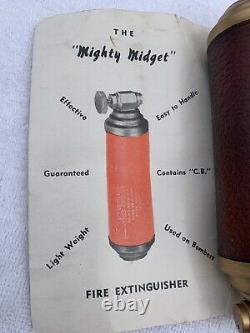 VINTAGE Milner / Earle Hotels MIGHTY MIDGET C. B. Fire Extinguisher Antique RARE