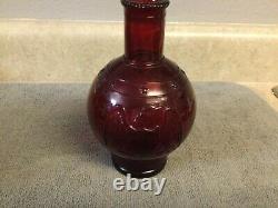 VINTAGE Wheaton N. J. Glass Fire Extinguisher Bottle Eagle & Stars Rich Ruby Red