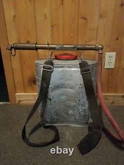 VTG 1965 Smith Indian Fire Pump Extinguisher W Brass Pump Utica New York Fireman