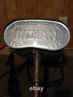 VTG 1965 Smith Indian Fire Pump Extinguisher W Brass Pump Utica New York Fireman
