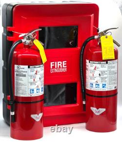 Victory PM Plastic Double 20LB Fire Extinguisher Cabinet + 2 NEW 20LB ABC Extin