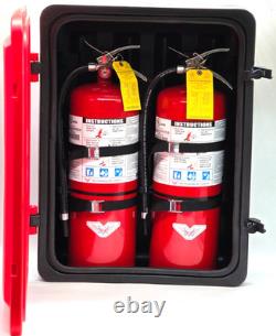 Victory PM Plastic Double 20LB Fire Extinguisher Cabinet + 2 NEW 20LB ABC Extin