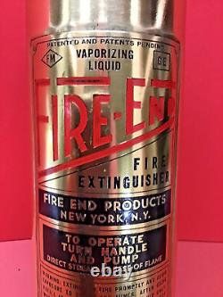 Vintage 1 Qt. Brass FIRE-END Fire Extinguisher. EMPTY