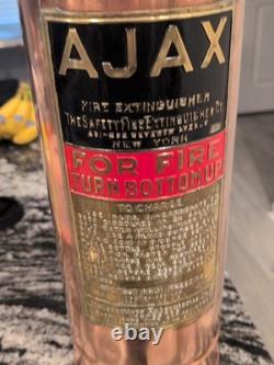 Vintage AJAX Fire Extinguisher Safety Co. New York Copper Rivet Brass