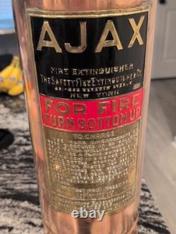 Vintage AJAX Fire Extinguisher Safety Co. New York Copper Rivet Brass