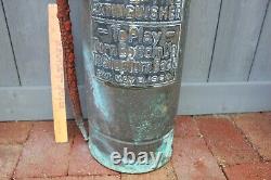 Vintage Columbia Copper & Brass Fire Extinguisher New York 1900 PAT Lamp Art