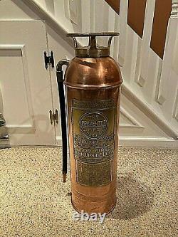 Vintage Empty Semi-Polished Brass New York Fire Extinguisher