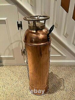 Vintage Empty Semi-Polished Brass New York Fire Extinguisher