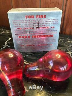 Vintage Fire Killer Kit Glass Fire Extinguisher Grenades Red Richmond VA 2 NOS