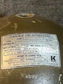 Vintage Kidde Aircraft Fire Extinguisher 650228-103 98338EG 31lbs Nitrogen