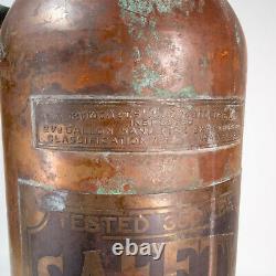 Vintage Safety 2 1/2 Gallon Copper Soda-Acid Fire Extinguisher New York City