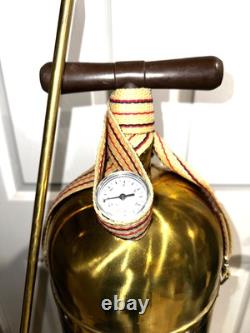 Vintage Signa Italian Brass Fire Extinguisher Original Box, Strap, Labels Italy