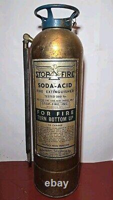 Vintage Stop-Fire Inc. Soda Acid Brass Copper Fire Extinguisher Brooklyn, NY