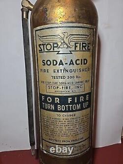 Vintage Stop-Fire Inc. Soda Acid Brass Copper Fire Extinguisher Brooklyn, NY