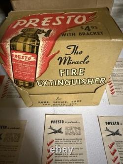 Vtg Presto Brass Fire Extinguisher Case Of 6 Brand New Condition WOW Collectors