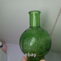Wheaton Glass Fire Extinguisher Bottle with Eagle/Stars Mint Green 5 1/2 in Nice